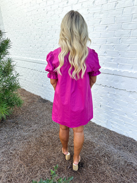 Berry Poplin Dress