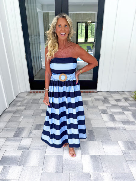Striped Strapless Dress