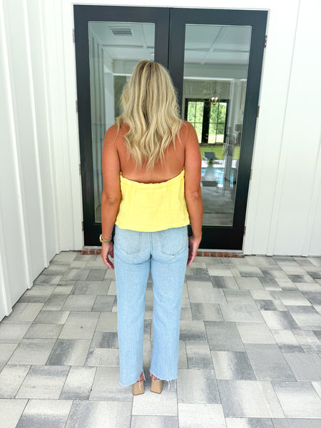 Yellow Linen Halter Top