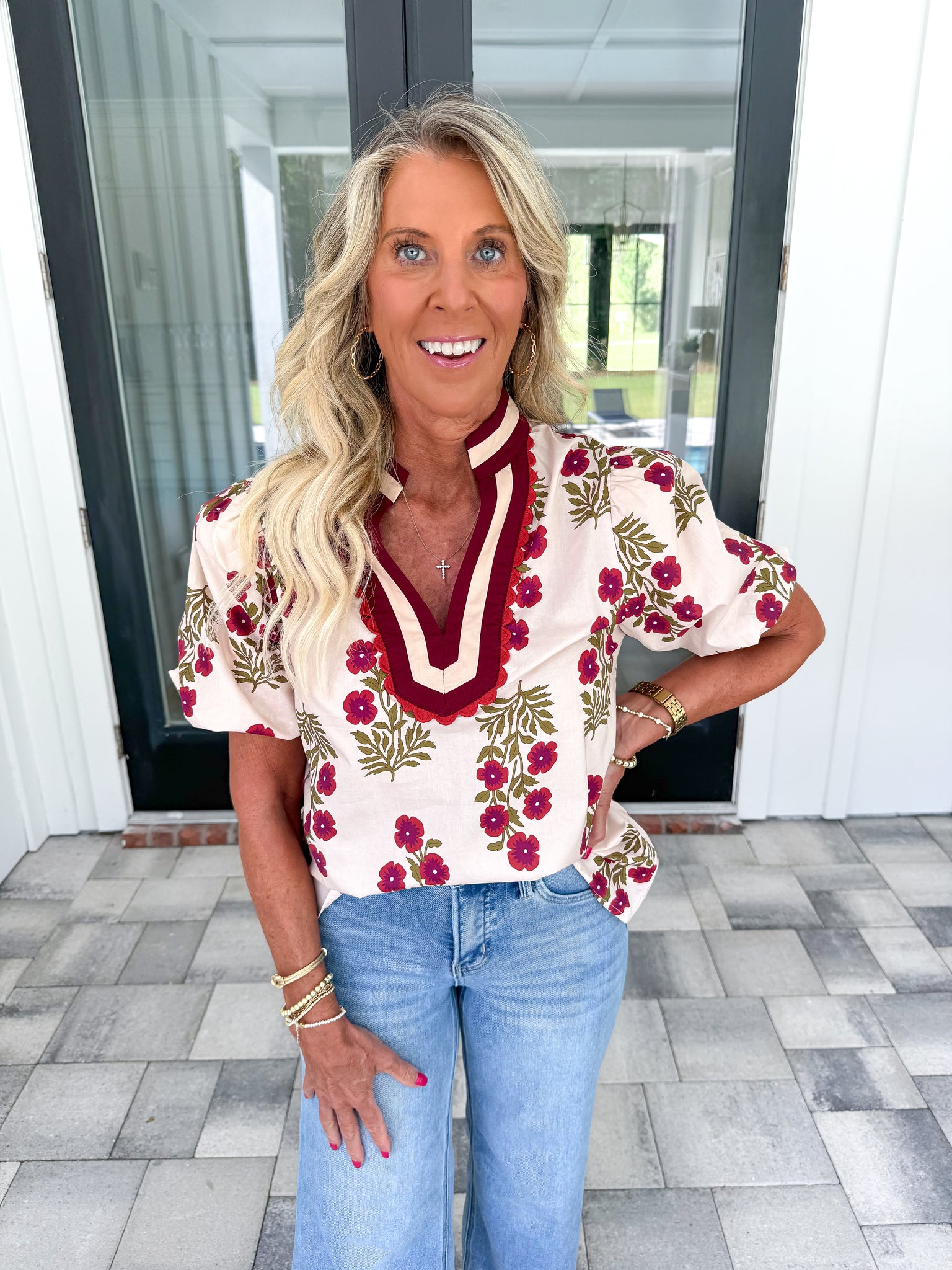Ecru Floral Top