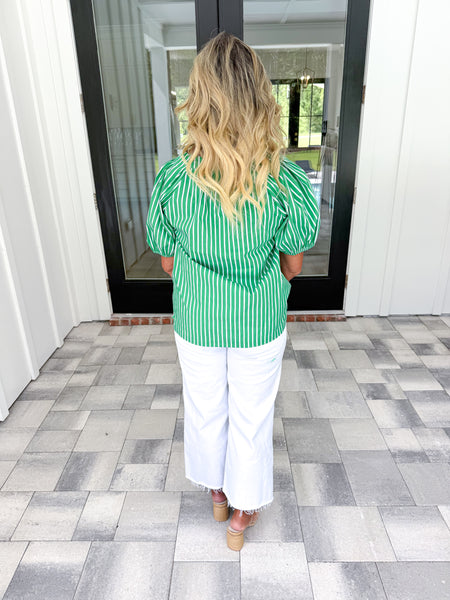 Green Striped Top