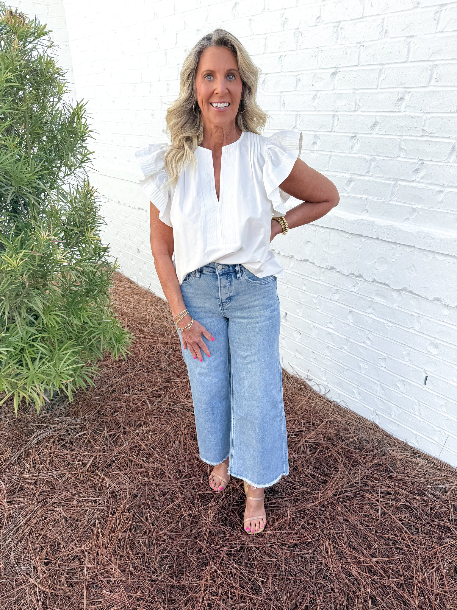 White Poplin Top