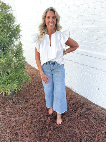 White Poplin Top