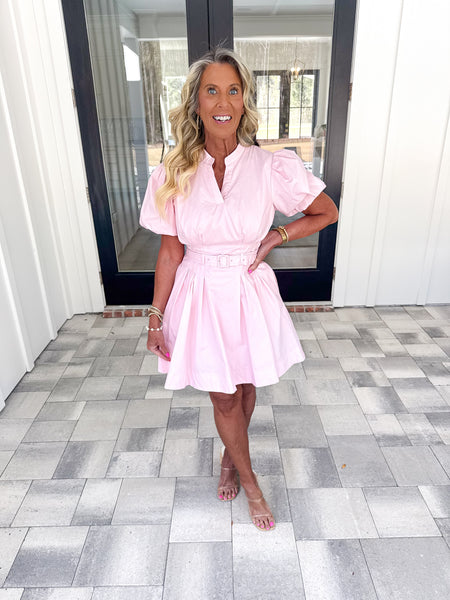Pink Puff Sleeve Dress