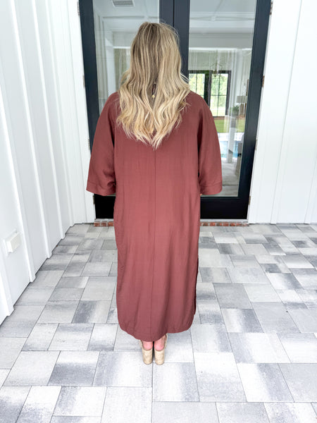 Brown Half Sleeve Midi