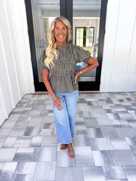 Olive Plaid Top