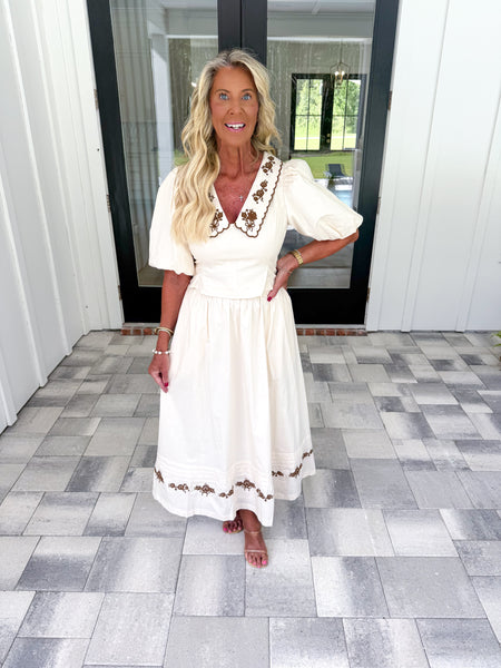 Embroidered Midi Set