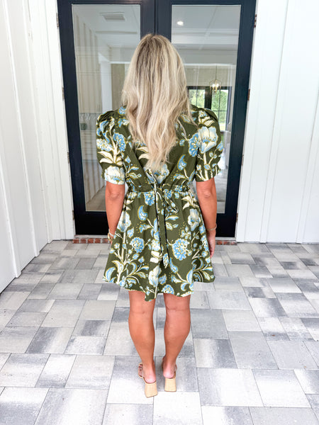 Olive Floral Dress