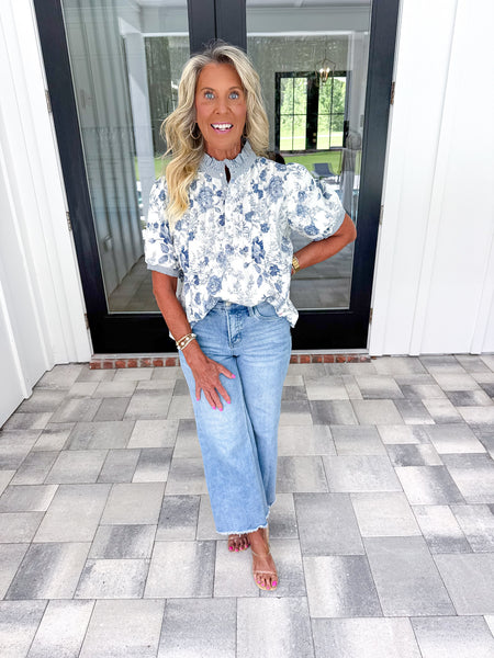 Blue Floral Top