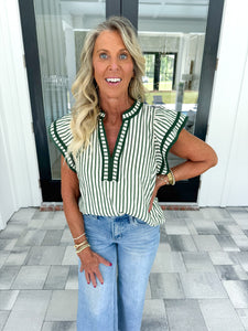 Green Striped Top