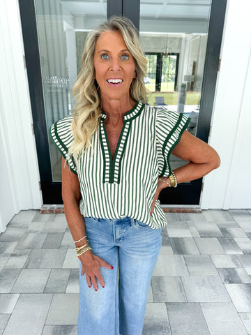 Green Striped Top
