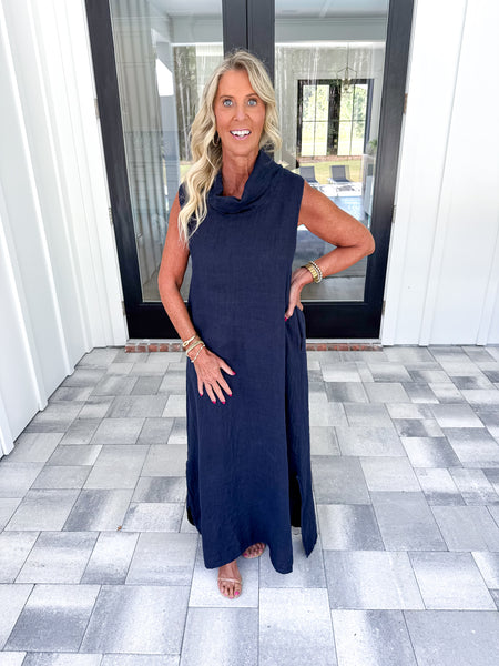 Navy Linen Maxi