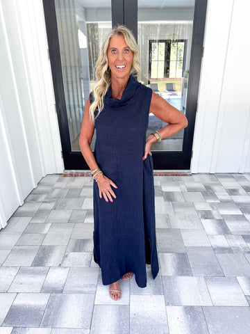 Navy Linen Maxi