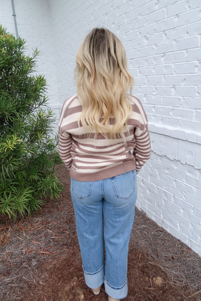 Mocha Striped Cardigan