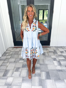 Embroidered Tiered Dress