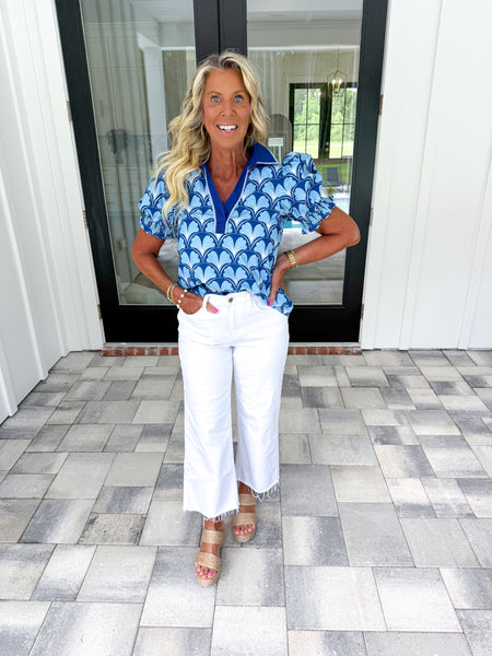Blue Geometric Top