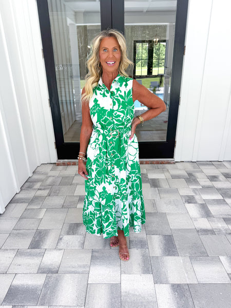 Green Floral Midi