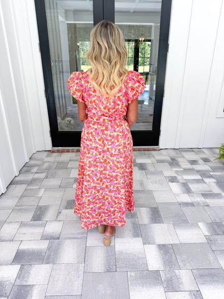 Orange Floral Midi