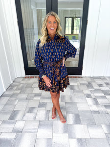 Navy Pattern Dress