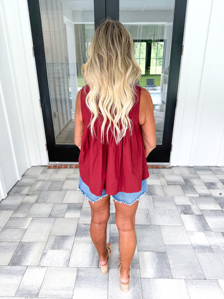 Burgundy Pleated Top