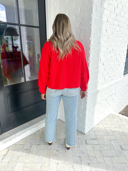 Red Terry Oversized Top