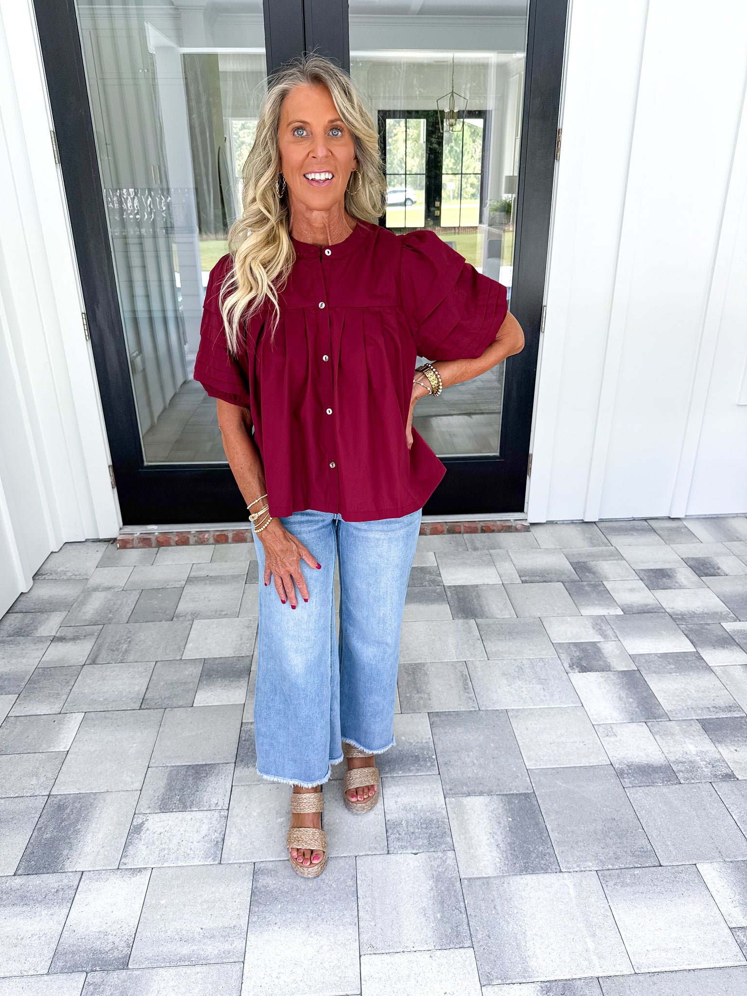 Garnet Pintuck Top
