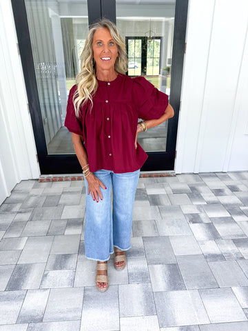 Garnet Pintuck Top