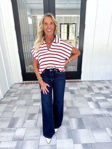 Burgundy Striped Top