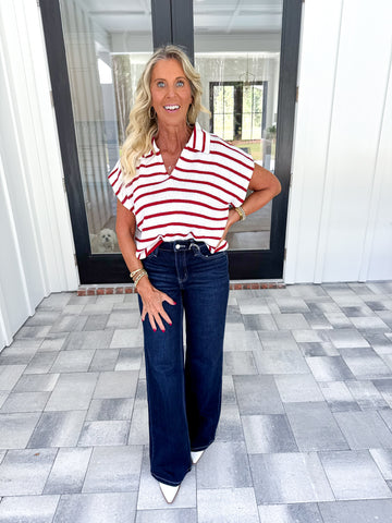Burgundy Striped Top