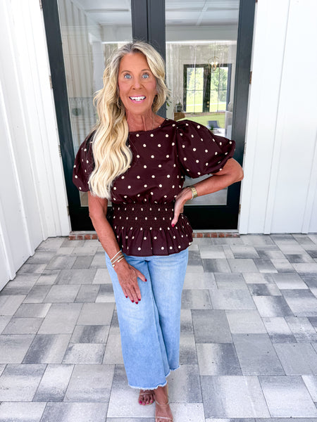 Brown Polka Dot Top