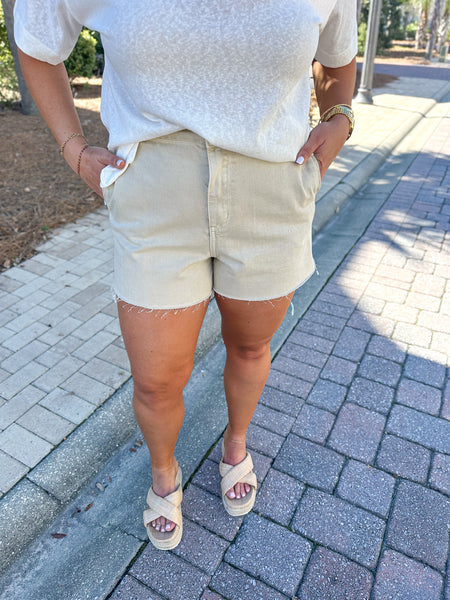 Beige Denim Shorts