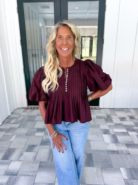 Garnet Pintuck Top