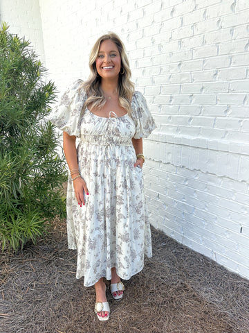 Floral Ties Midi Dress