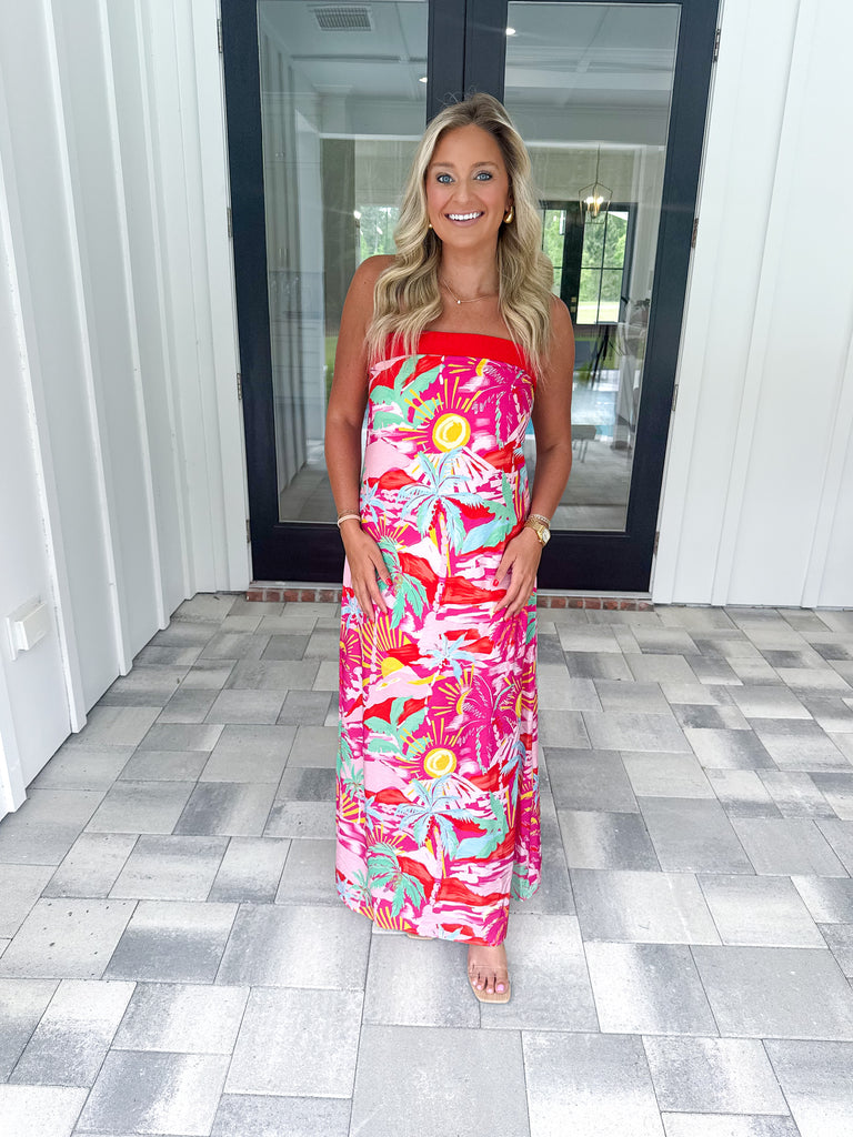 Tropical Strapless Dress