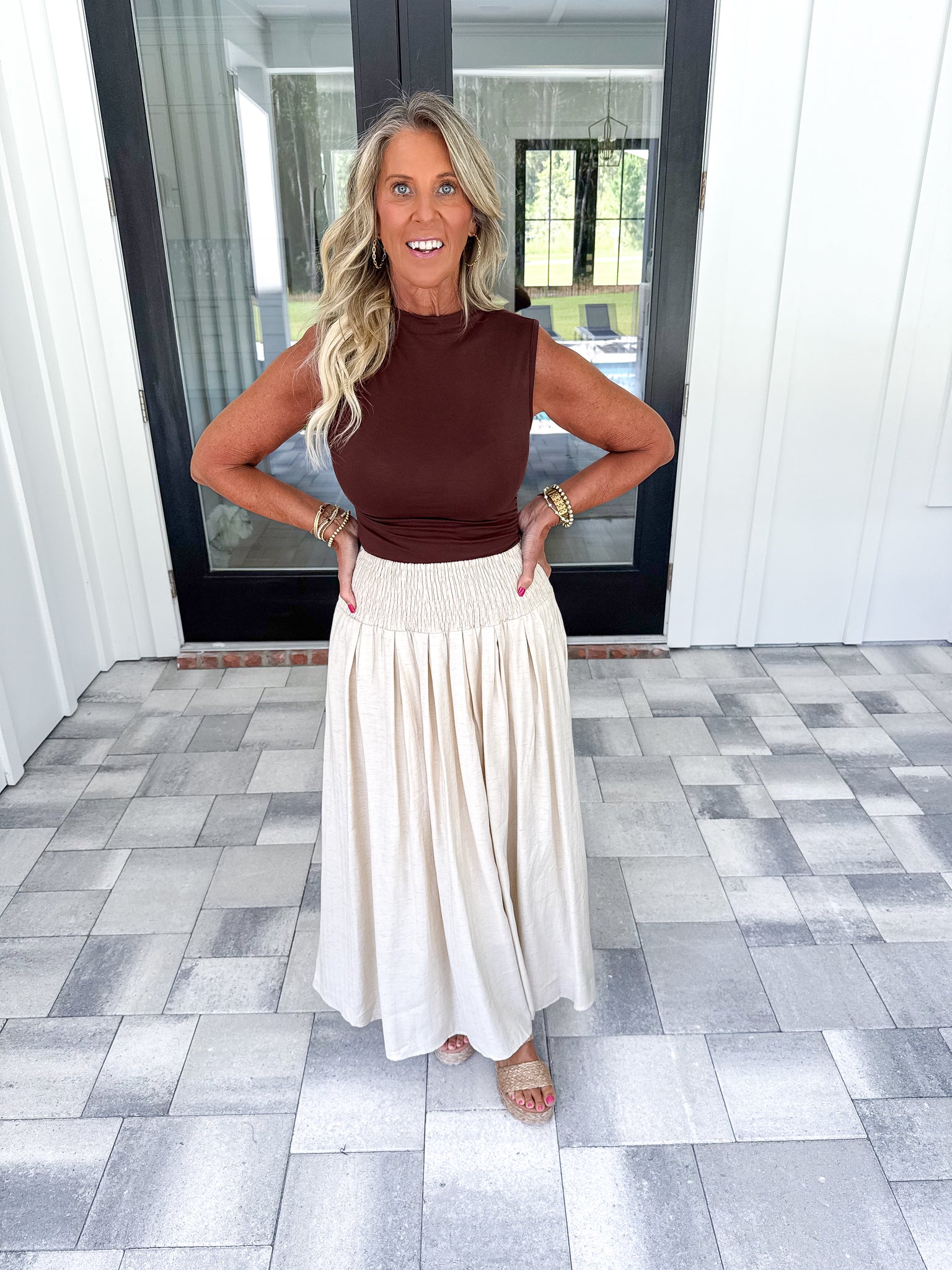 Cream Midi Skirt