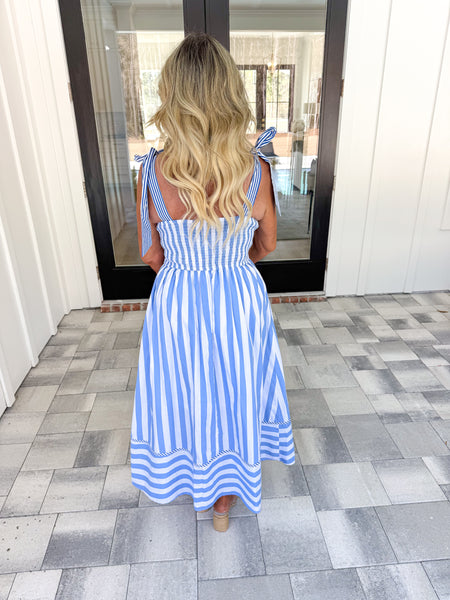 Blue Striped Midi