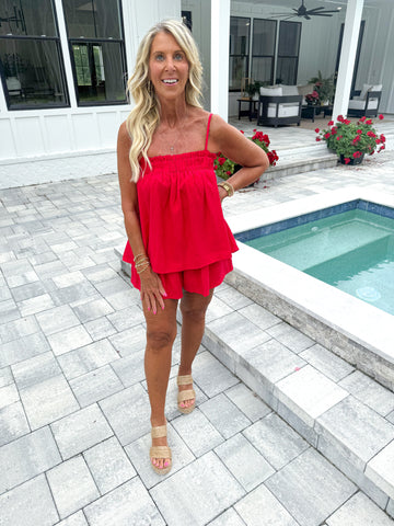 Red Short Set