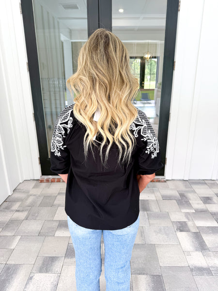 Black Embroidered Top