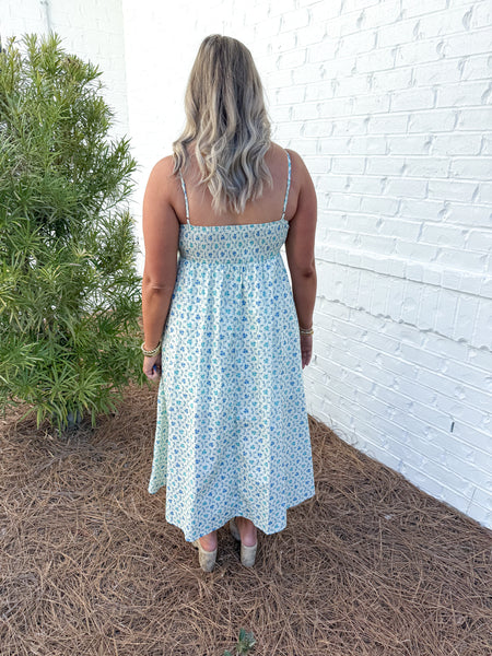 Blue Floral Bow Midi