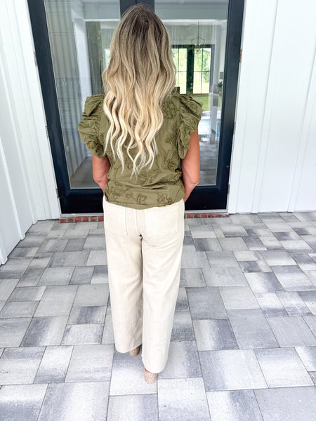 Olive Applique Top