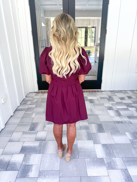 Garnet Eyelet Hem Dress
