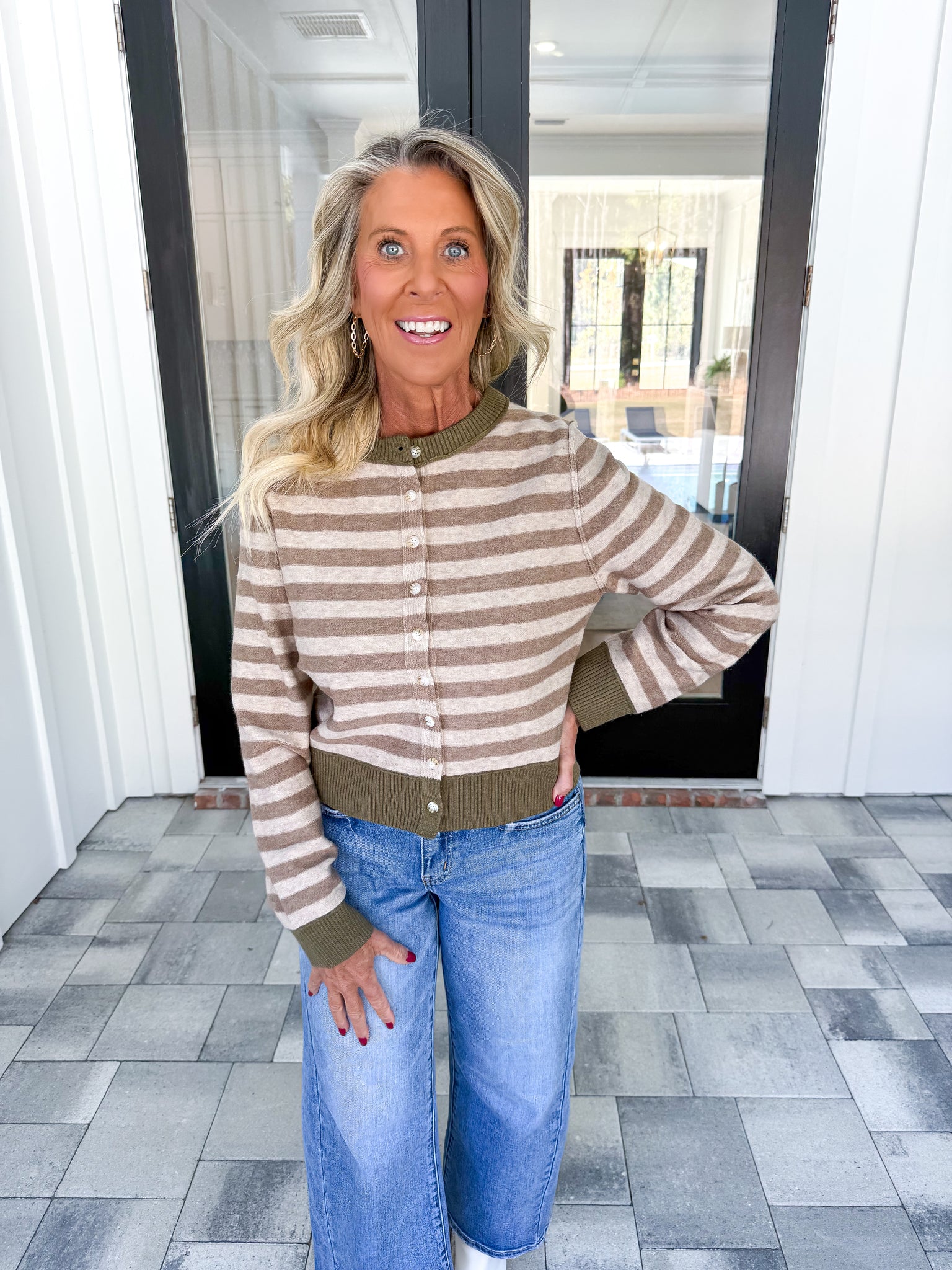 Brown Striped Cardigan