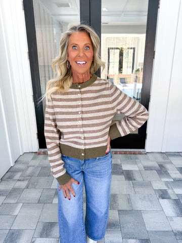 Brown Striped Cardigan