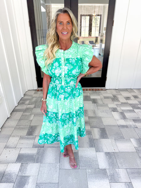 Green Floral Midi