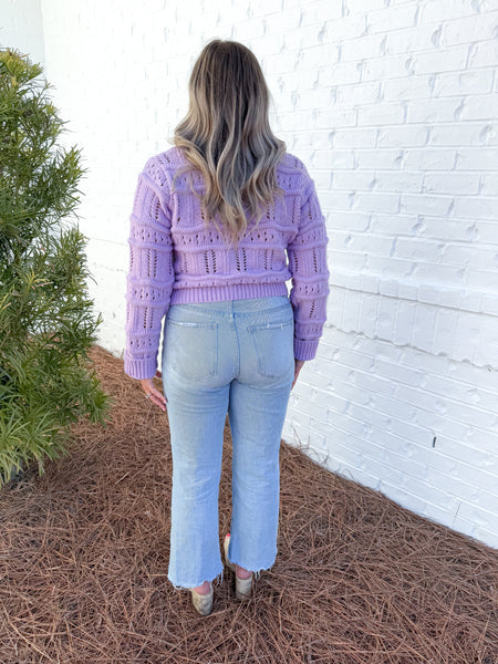 Cropped Pointelle Sweater