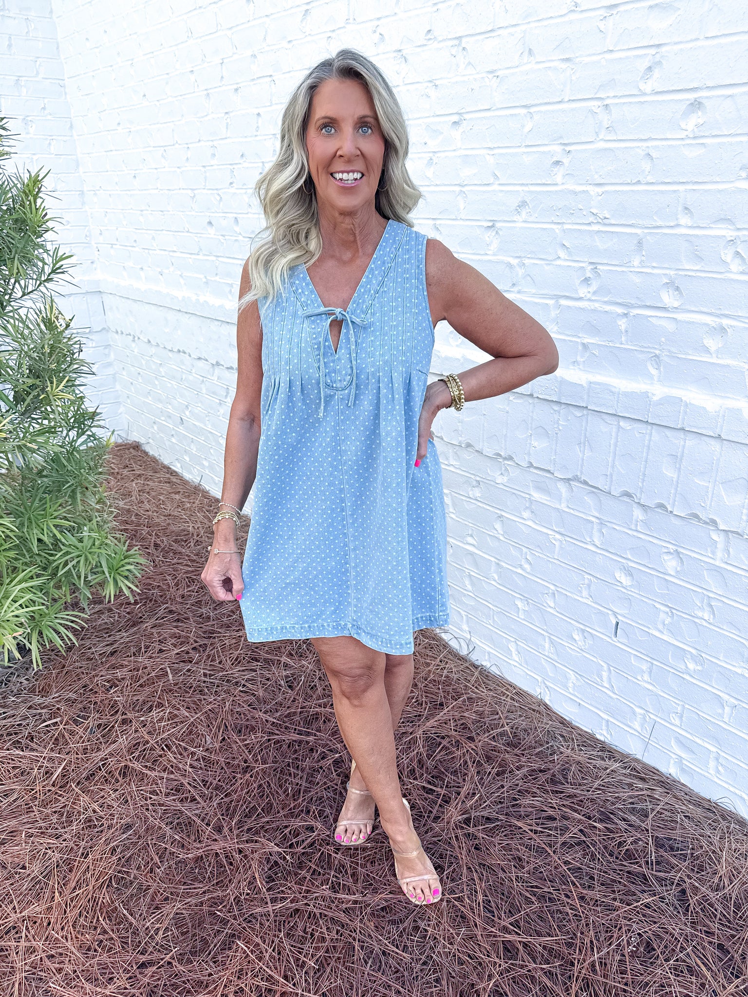 Denim Dot Dress