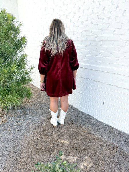 Burgundy Velvet Dress