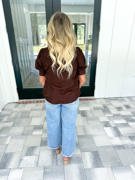 Brown Embroidered Top
