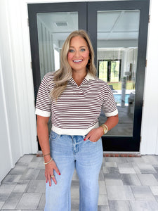 Garnet Striped Knit Top