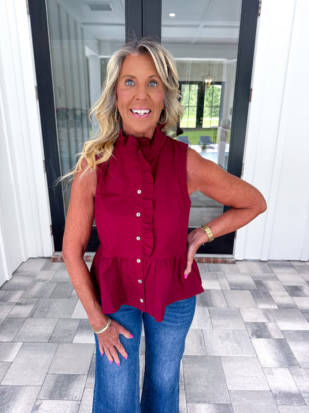 Garnet Peplum Top
